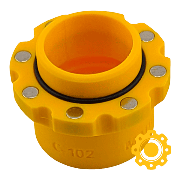 1.25-inch magnetic vacuum hose quick connect adapter for woodworking dust collection systems.