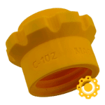 Yellow 1.25-inch magnetic vacuum hose quick connect adapter for woodworking dust collection.