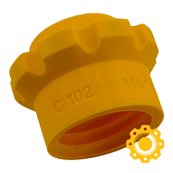 Yellow 1.25-inch magnetic vacuum hose quick connect adapter for woodworking dust collection.