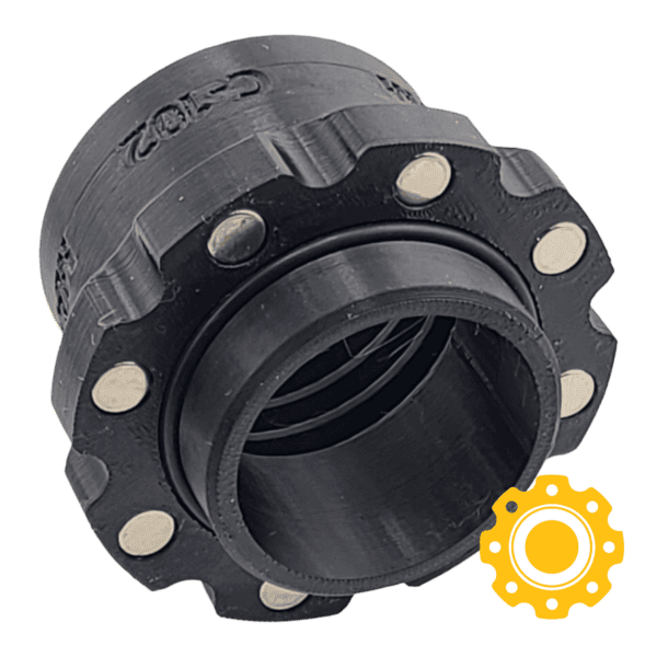 Magnetic vacuum hose adapter for quick connection to woodworking dust collection systems.