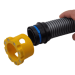 Magnetic adapter for Cen-Tec and Fein vacuum hoses for quick, secure connection.