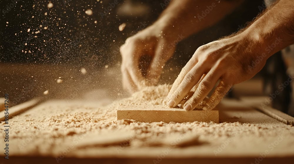 Dust collection system capturing sawdust during woodworking project.