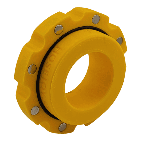 Magnetic dust extractor size-down adapter for vacuum hoses.
