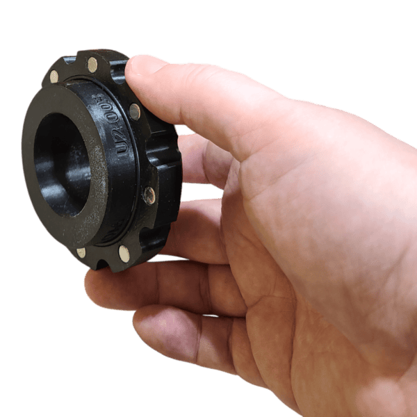 Magnetic dust extractor adapter for 2-1/2" and 1-1/4" vacuum hoses.
