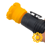 Magnetic adapter for 2.5" vacuum hoses, compatible with Ridgid and ShopVac tools.