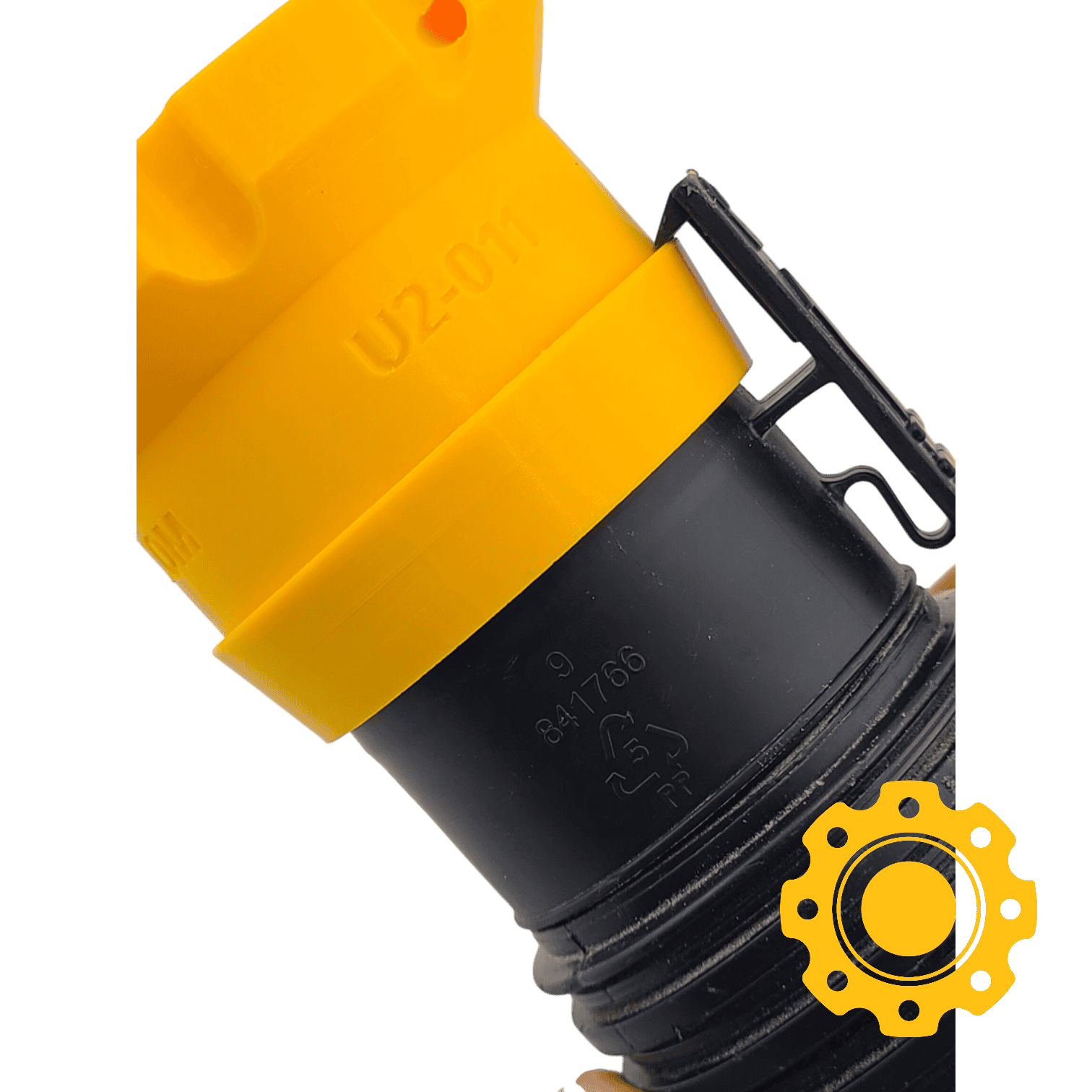 Magnetic adapter for 2.5-inch vacuum hoses, compatible with Ridgid and ShopVac tools.