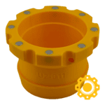 Magnetic adapter for 2.5" vacuum hoses, compatible with Ridgid and ShopVac tools.