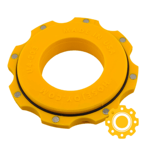 Magnetic dust collector size-down adapter for connecting 4" and 2-1/2" vacuum hoses.