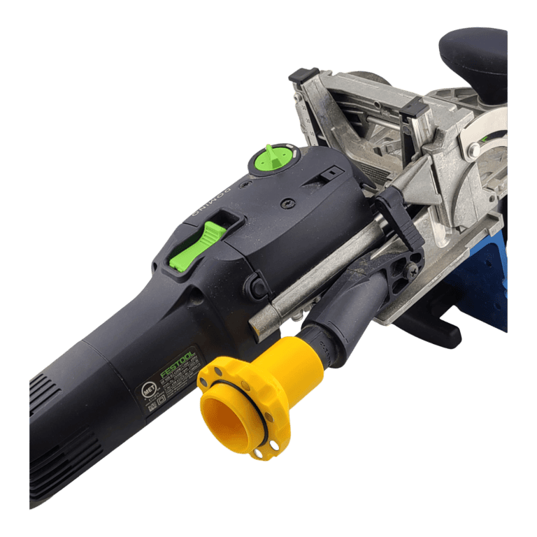 Magnetic dust extractor adapter for Festool 27mm bayonet tool ports.