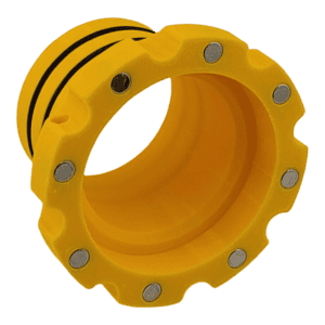 Magnetic hose port adapter for Shop-Vac dust extractors, compatible with 2.5" hoses for woodworking.