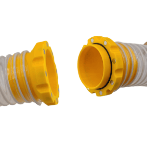 Magnetic 2.5-inch shop vac hose adapters for quick, secure connections in woodworking dust collectio.