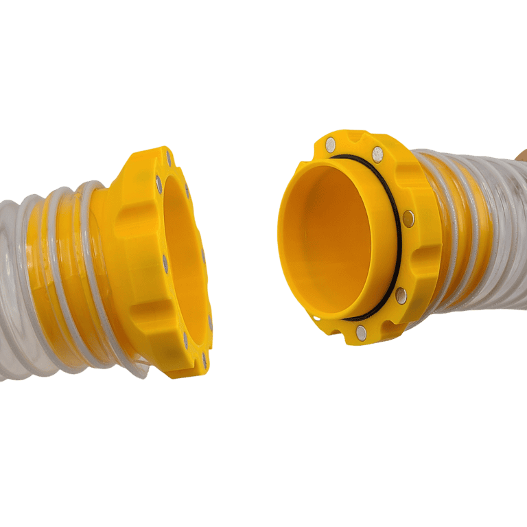 Magnetic 2.5-inch shop vac hose adapters for quick, secure connections in woodworking dust collectio.