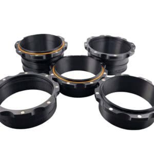 Magnetic 4" dust collector port set for woodworking tools with quick connect feature.