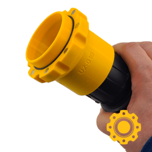 Magnetic adapter for 2.5" vacuum hoses, compatible with Ridgid and ShopVac models.